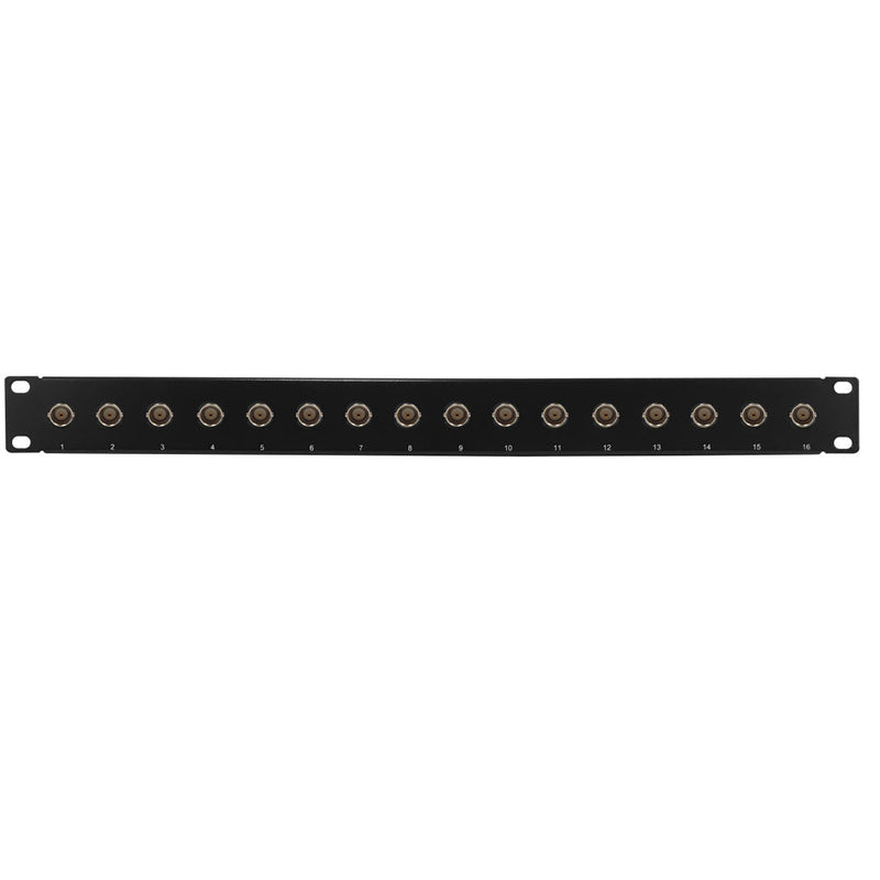Sdi Rack Panel 16-Port 75 Ohm BNC 12GHz HD-SDI patch panel, 19 inch rackmount 1U