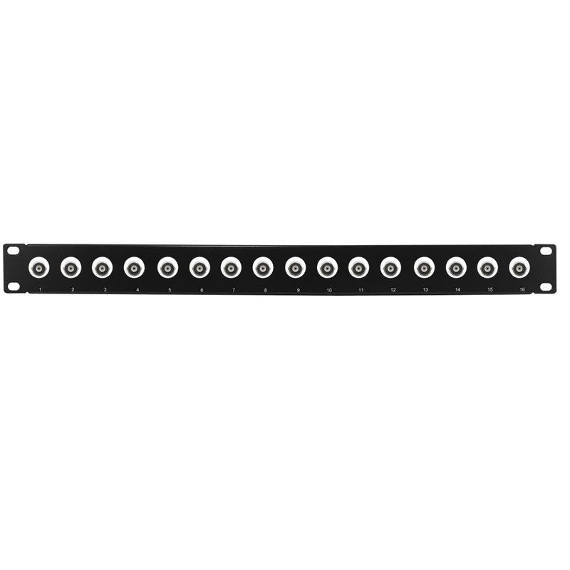 16-Port 50 Ohm BNC Patch Panel, 19 inch Rackmount 1U