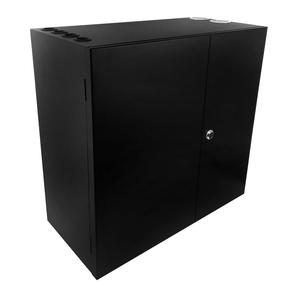 Indoor Wall Mounted Fiber Optic Distribution Box (96 Couplers Maximum) - Black