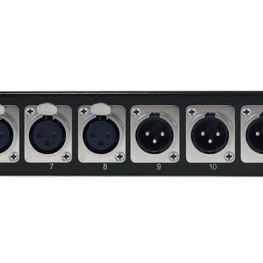 XLRパッチパネル 8ch ケーブルセット(オス×8、メス×8) 8-Port XLR Female + 8-port XLR Male patch panel, 19 inch rackmount 1U