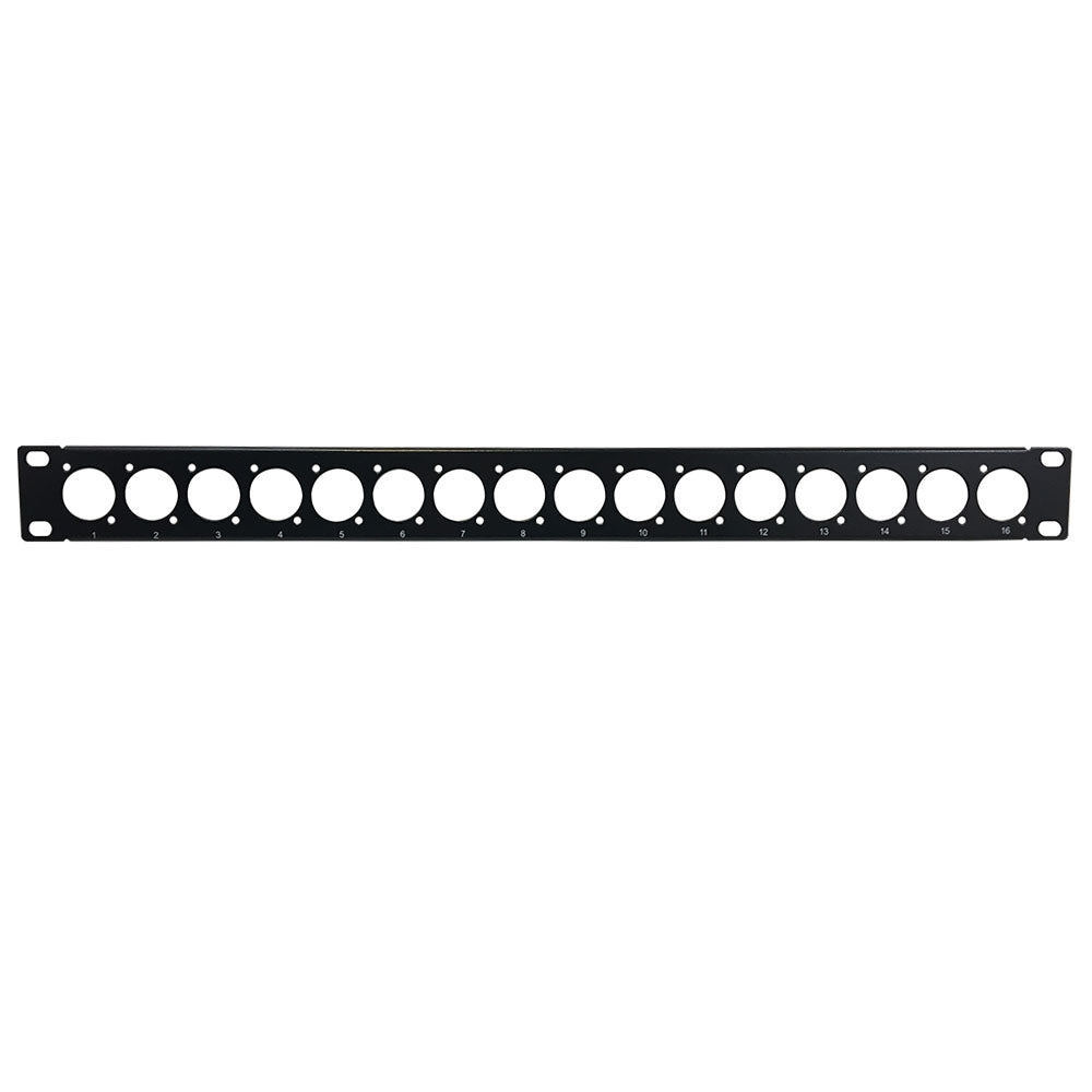 16-port D-cut patch panel, 19 inch rackmount 1U - Unloaded