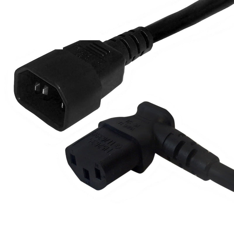 IEC C13 Right Angle to IEC C14 Power Cable - 18AWG - SJT Jacket