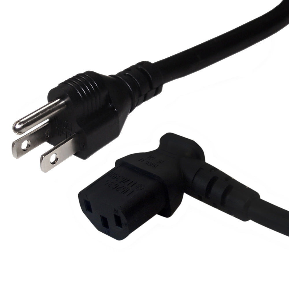 NEMA 5-15P to IEC C13 Right Angle Power Cable - SJT Jacket