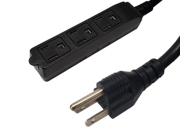 5-15P to 5-15R Triple Tap Power Cable with ON/OFF Switch - SJT Jacket