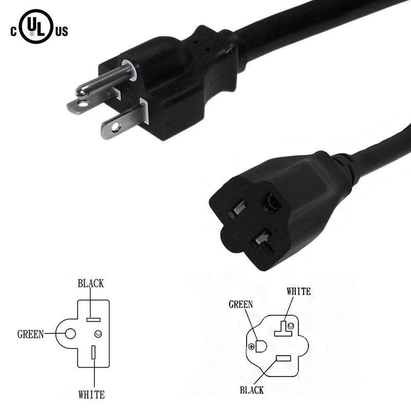 5-20P to NEMA 5-20R Power Cable - SJT