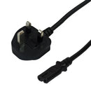BS1363 (UK) to IEC-C7 - H03VVH2-F 0.75 (2.5A 250V) Power Cord - 2m