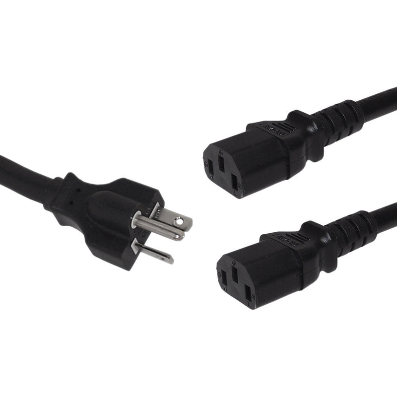 NEMA 6-20P to 2x IEC C13 Power Splitter Cable - SJT