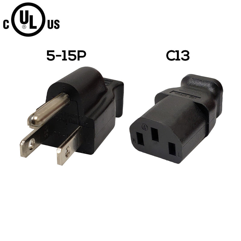 NEMA 5-15P to IEC C13 Power Cable SJT - Shielded