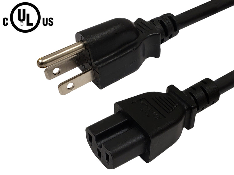 NEMA 5-15P to IEC C15 Power Cable - SJT