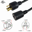1ft NEMA L6-30P to NEMA L6-20R Power Cable - 12AWG - SJT Jacket (250V 20A)