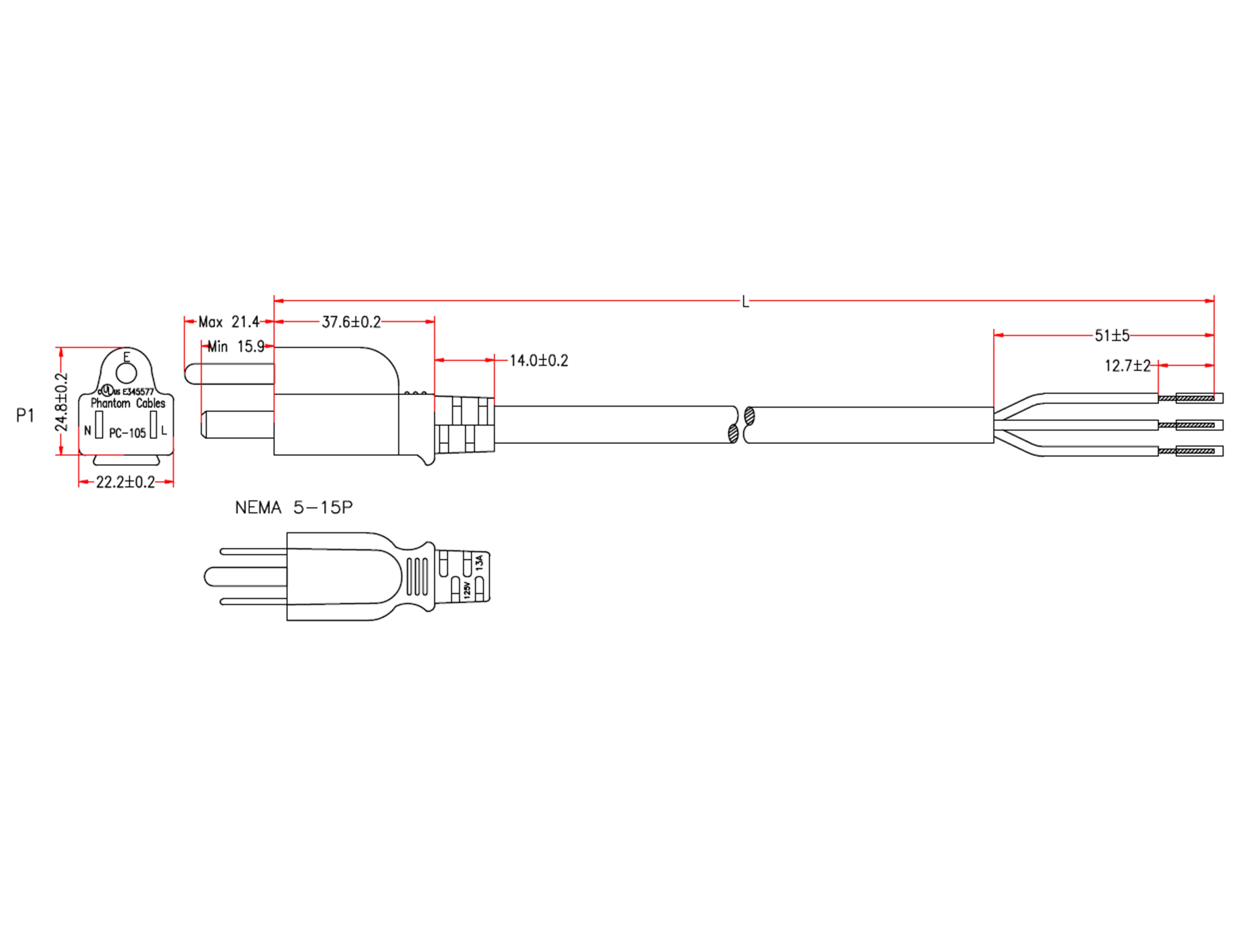 5-15P to ROJ Power Cable - SJT