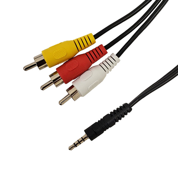 3.5mm 4C Male to Composite & Left/Right Audio RCA Adapter Breakout Camcorder Cable