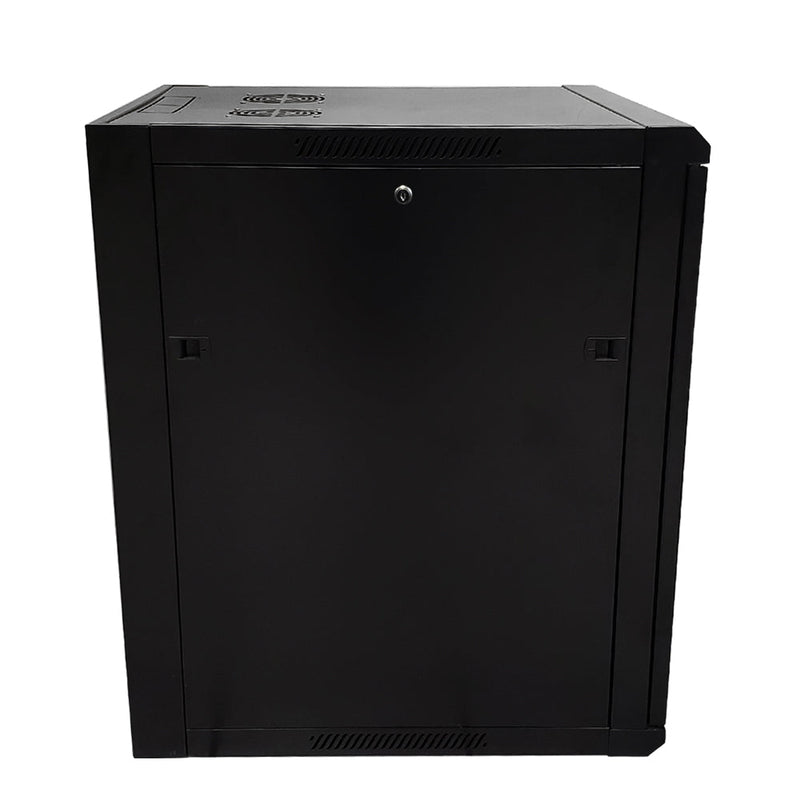 Wall Mount Cabinet 15U x 19.5 inch Usable Depth, Glass Door - Black