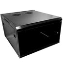 Wall Mount Cabinet 6U x 23 inch Usable Depth, Glass Door - Black