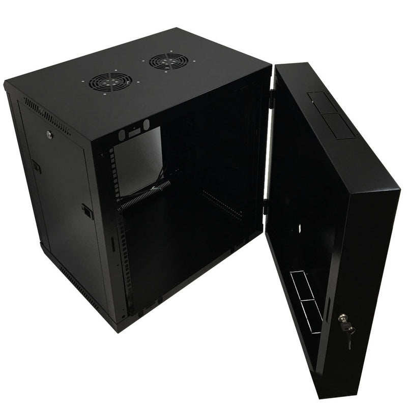 Wall Mount Swing-Out Cabinet 12U x 18.5 inch Usable Depth - Black