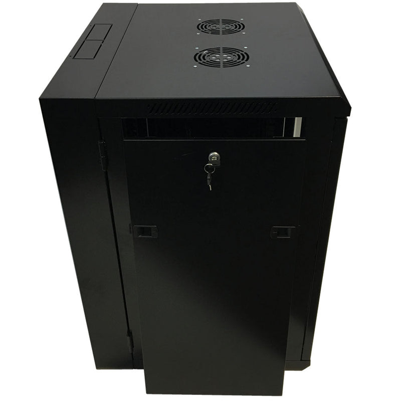 Wall Mount Swing-Out Cabinet 15U x 18.5 inch Usable Depth - Black