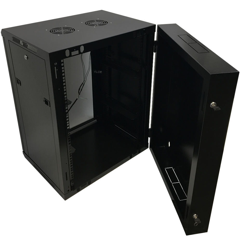 Wall Mount Swing-Out Cabinet 15U x 18.5 inch Usable Depth - Black