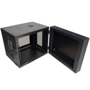 Wall Mount Swing Cabinet 9U x 18.5" Usable Depth - Perforated Doors - Black