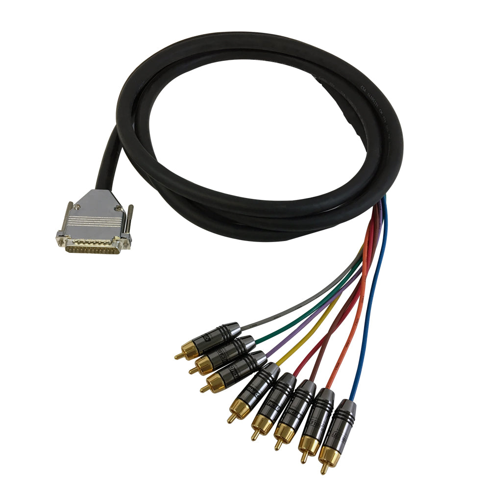 Premium Phantom Cables DB25 Male to 8 x RCA Male 8-channel Snake cable (Tascam pinout)