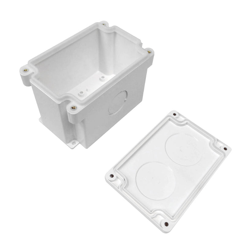 Single Gang Surface Mount Box with 2x Ethernet Bulkhead Knockouts Waterproof IP68 Rated - White