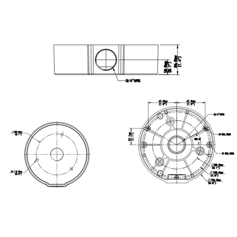 Black Junction Box Mounting Bracket for IP Dome Cameras