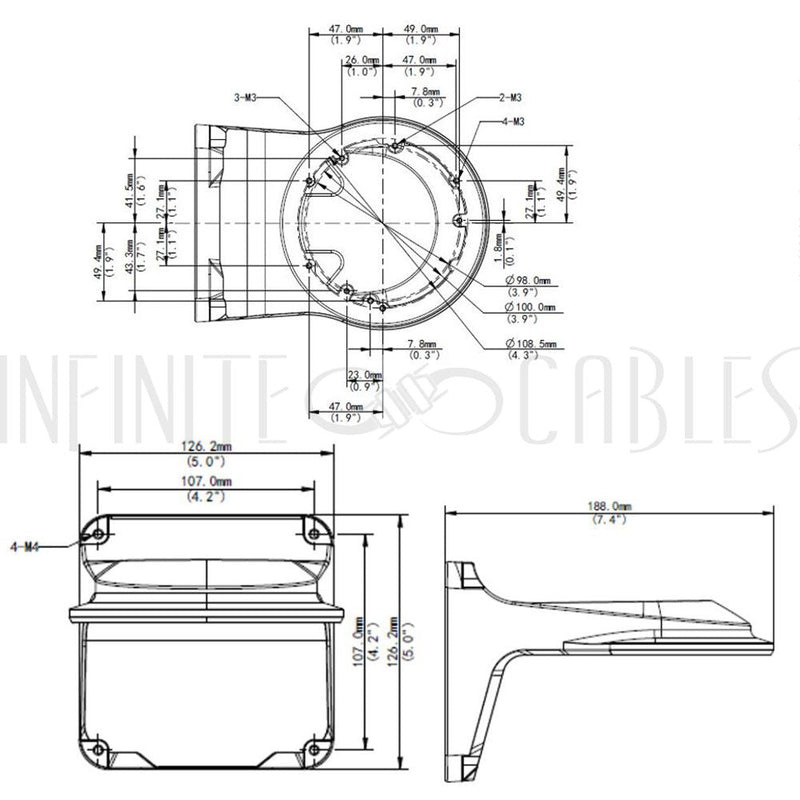 Wall Mounting Bracket for IP Turrets and Varifocal Cameras - White