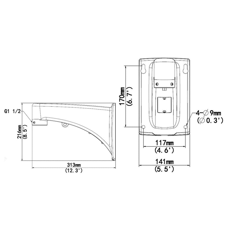 Wall Mounting Bracket for PTZ Cameras - White