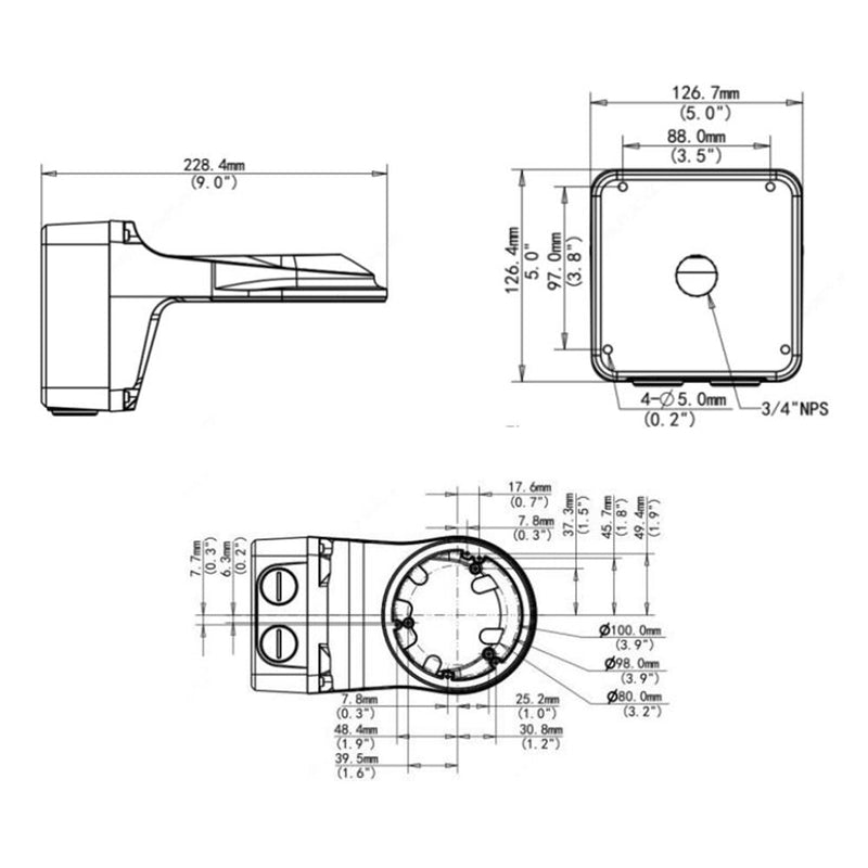 Wall Mounting Bracket with Junction Box for IP Dome Cameras - White