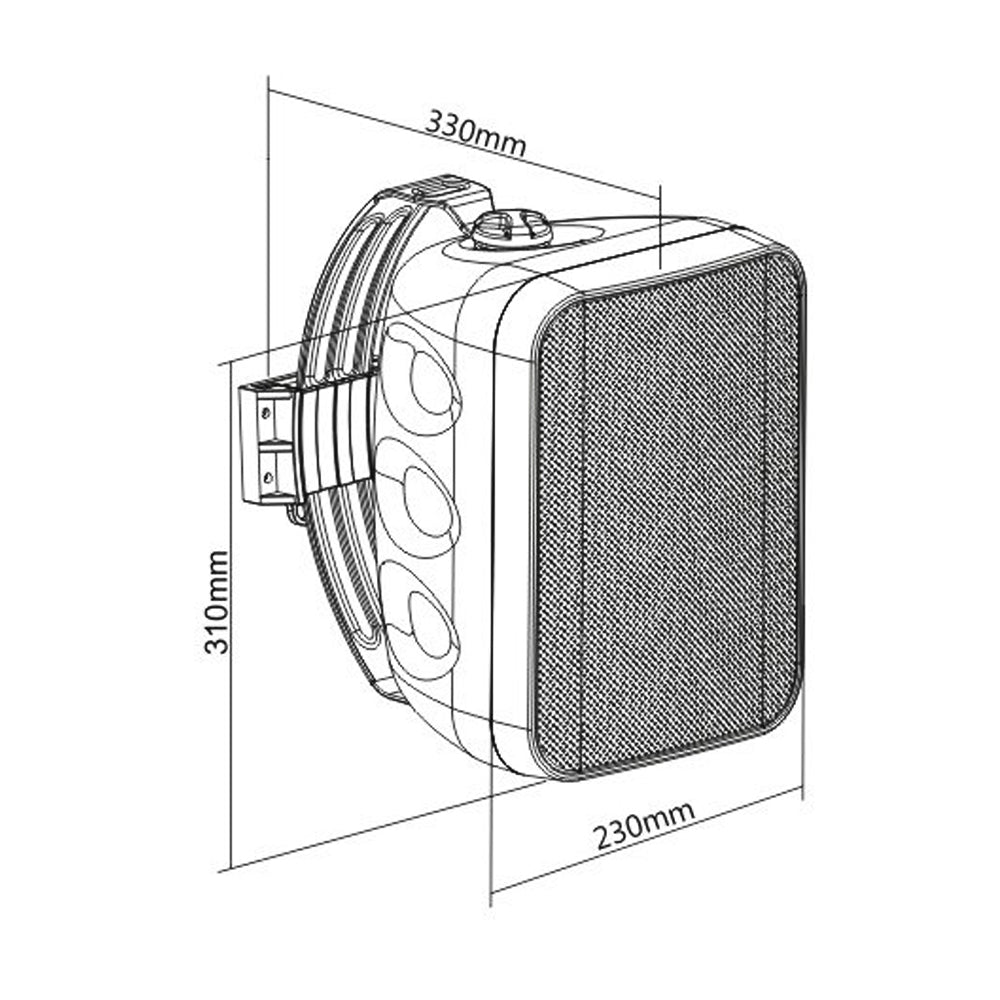 6.5 Inch Indoor/Outdoor Wall Mounted Speaker (Single) - 70V - 120W Max - IP65 Rated - Black