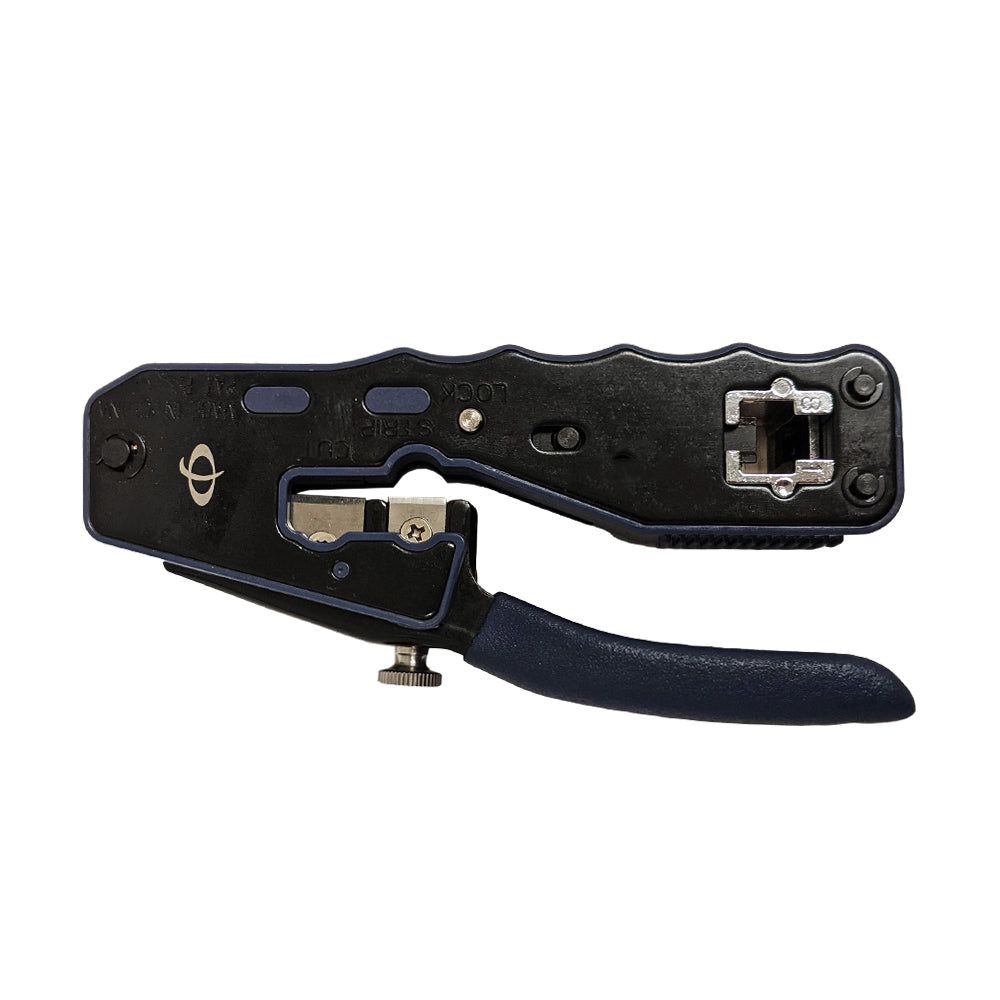 Professional Crimp Tool for Modular Pass-Through Plugs - RJ45 - Strip and Cut