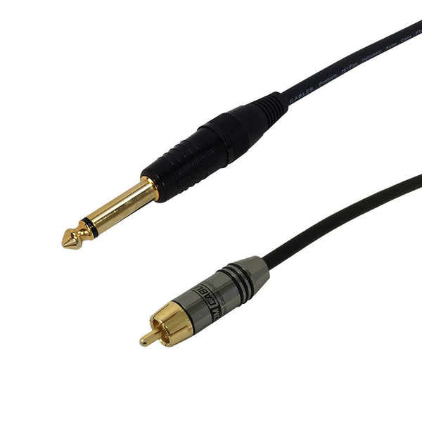 Premium Phantom Cables Channel 1/4 Inch TS to RCA Male Audio Cable