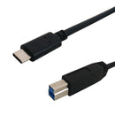 6ft USB 3.1 Type-C Male to B Male Cable 5G 3A - Black