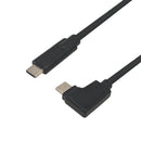 USB 3.1 Type-C Straight Male to Type-C Right/Left Angle Male Cable - Black