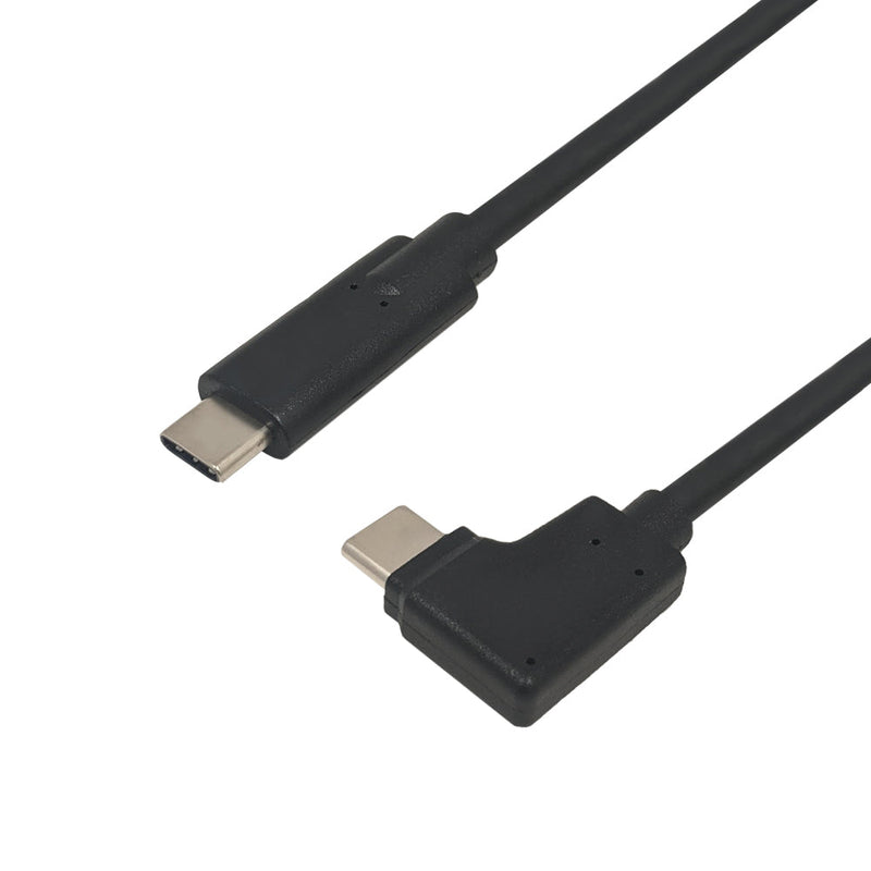 USB 3.1 Straight to Type-C Right/Left Angle Male Cable - Black