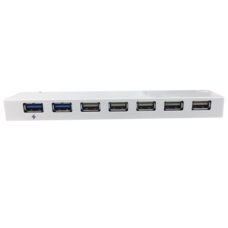 7-Port 3.0 Hub 2x 3.0, 5x USB 2.0 + Charger - White