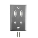 Single Gang, 2 x ICDB Size Cutout, 2 x 3/8 inch Hole Stainless Steel Wall Plate