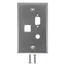 Single Gang, 1 x ICDB, 1x 3/8 inch, 1x Keystone - Stainless Steel Wall plate
