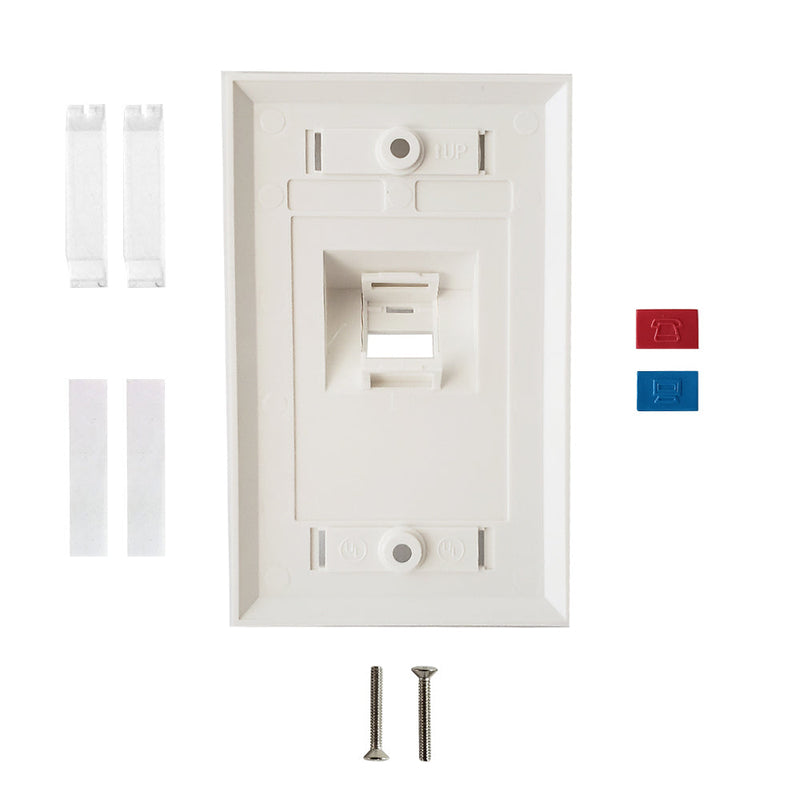 Wall Plate, 1-Port Angled Keystone - White