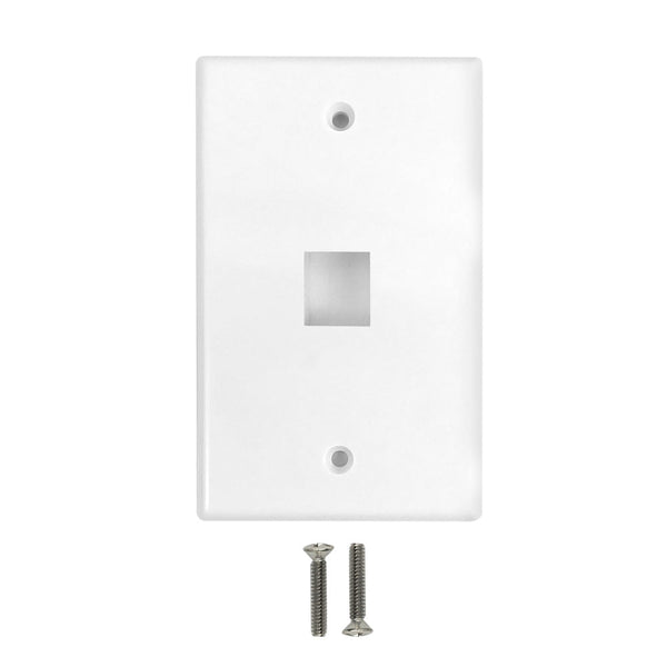 Wall Plate Flush Style, 1-Port Single Gang Keystone - White