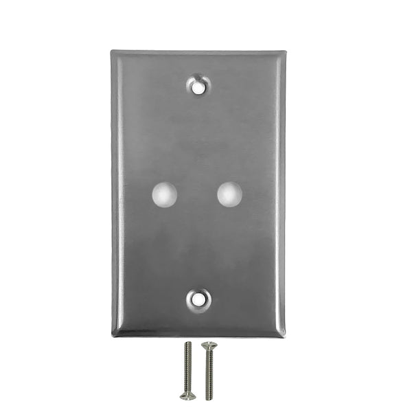 Wall Plate, 2 Hole, Stainless Steel