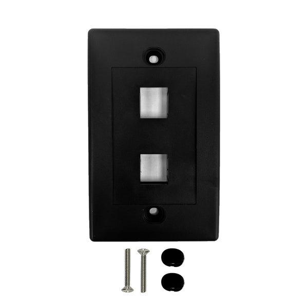 Wall Plate, 2-Port Single Gang Keystone - Black