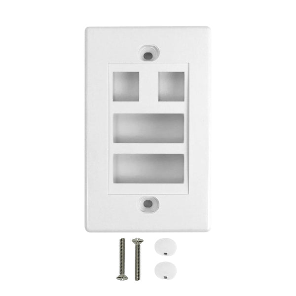 Wall Plate, Keystone + 2-Port Dual Keystone, White