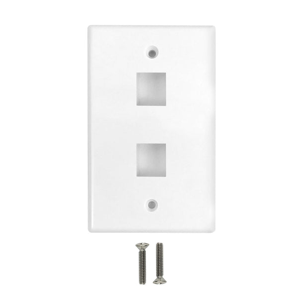 Wall Plate Flush Style, 2-Port Single Gang Keystone - White