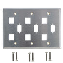 Triple Gang, 3 x ICDB Size Cutout, 6 x Keystone Stainless Steel Wall Plate