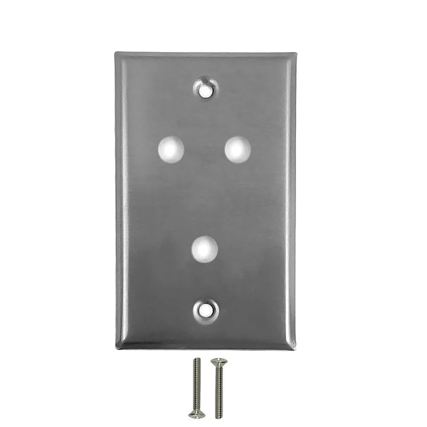 Wall Plate, 3 Hole, Stainless Steel