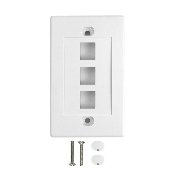 Wall Plate, 3-Port Keystone - White