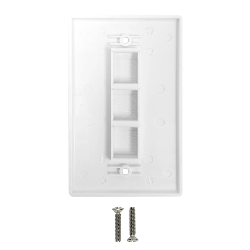 Wall Plate Flush Style, 3-Port Single Gang Keystone - White