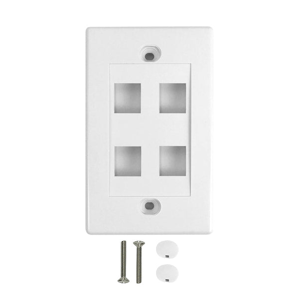 Wall Plate, 4-Port Keystone - White