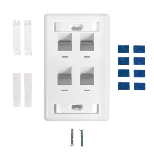 Wall plate, 4-Port Angled Keystone