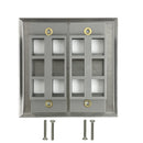 Double Gang, 8 x Keystone Stainless Steel Wall Plate